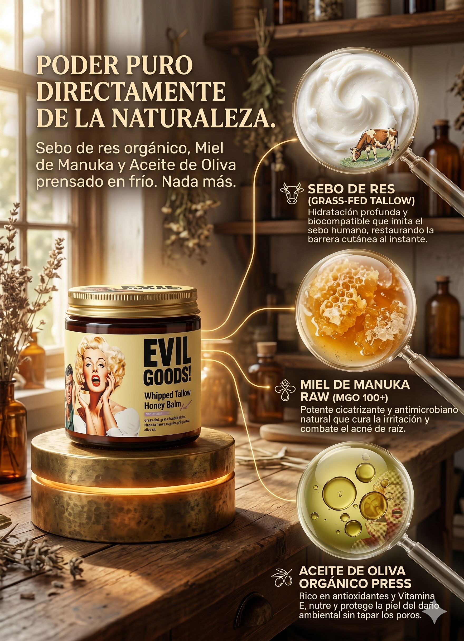 Cebo de Res de Evil Goods! 100 ml - Hidratante Natural