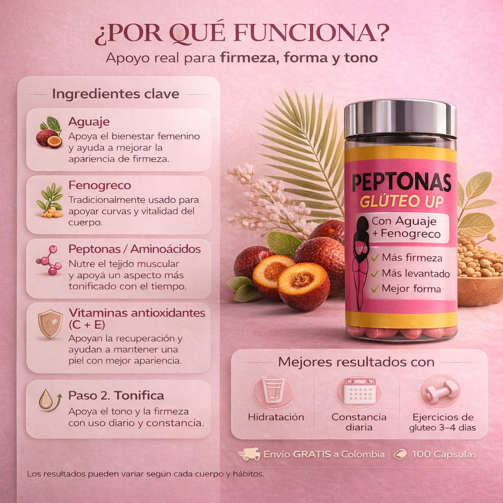 PEPTONAS GLUTEO UP- “Glúteos Firmes, Redondos y Visiblemente Más Tonificados”
