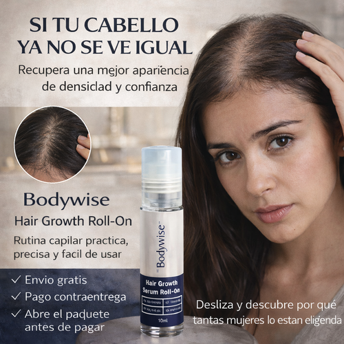 Bodywise Hair Growth Serum Roll-On 10 ml - Reduce caída del cabello